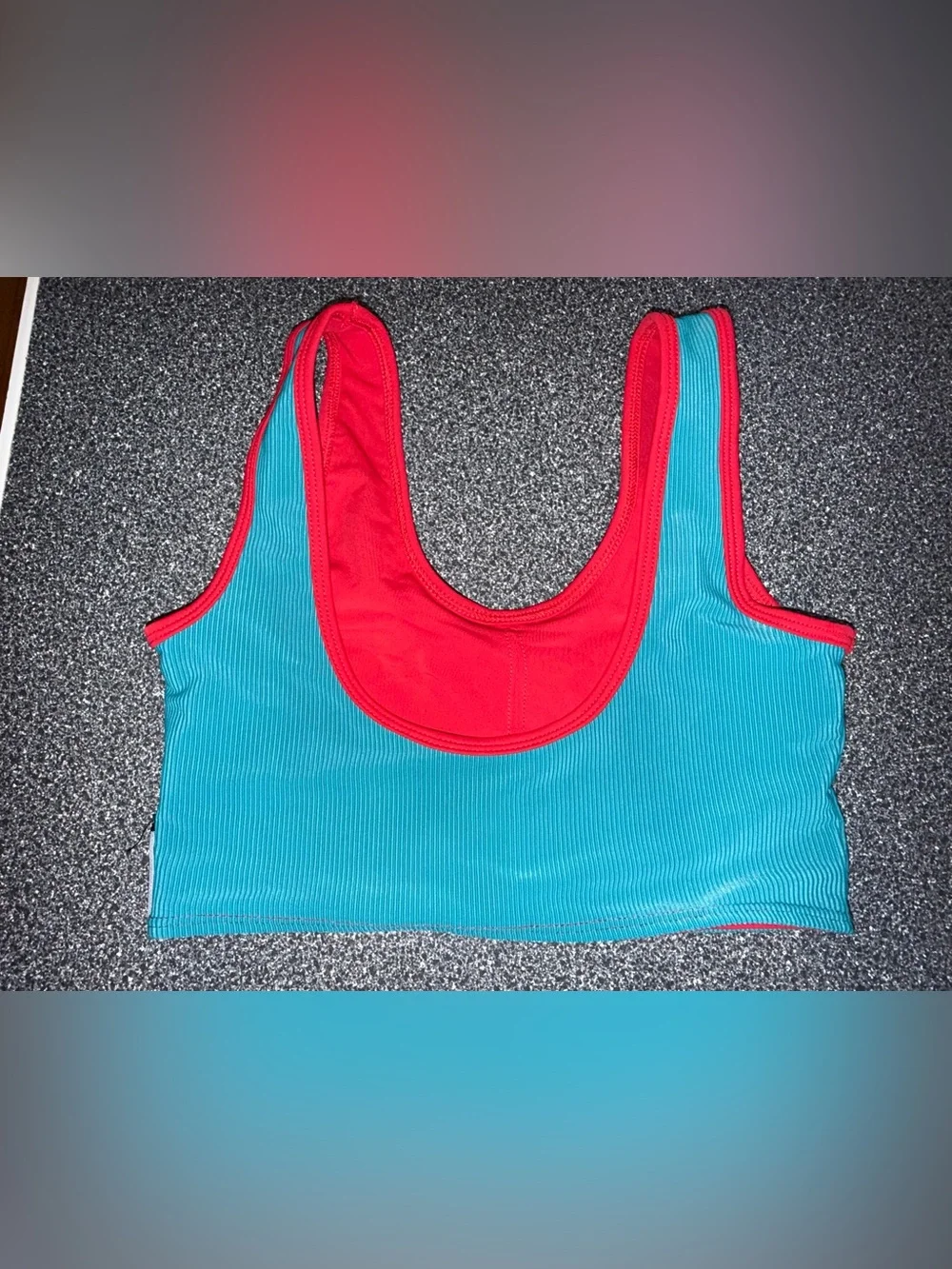 Tiger Friday Teal and Red Dance Crop Top - Size Adult X-Small